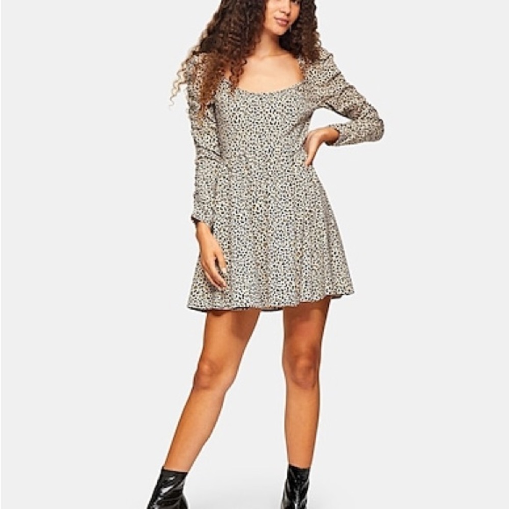 (A2) TOPSHOP Animal Print Stretch Knit Dress, Size 8, NWT‎